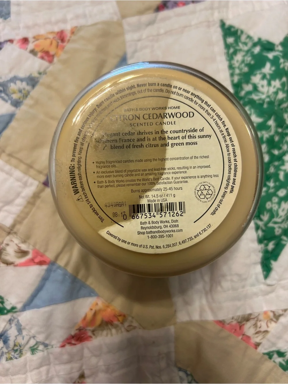 Bath & Body Works Citron Cedarwood 3-Wick Candle 14.5 oz New 2014 Retired